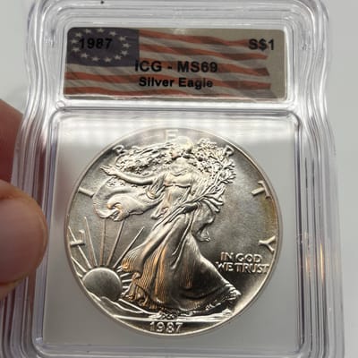 1987 Silver Eagle 1oz .999 Silver ICG MS69