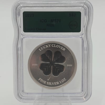 2023 NIUE Lucky Clover 1oz .9999 Silver ICG MS70