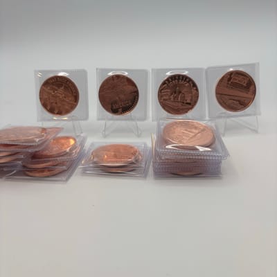 20 1oz AVDP Copper Rounds by Disme coins in sleeve