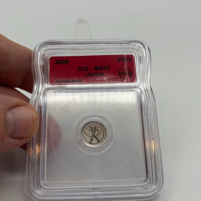 2026 Liberia 1/500oz .999 Platinum Viking Axe ICG