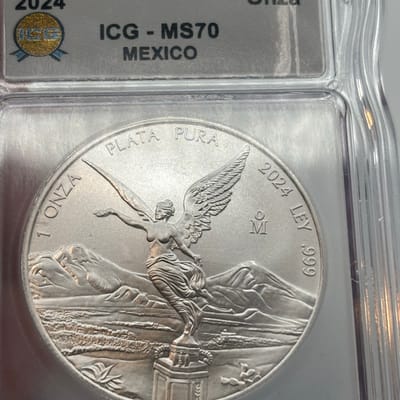 2024 1 Onza 1oz .999 Silver Libertad ICG MS70 - additional view