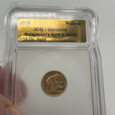 1/10oz .999 Gold Prospector’s Gold & Gems Rnd ICG