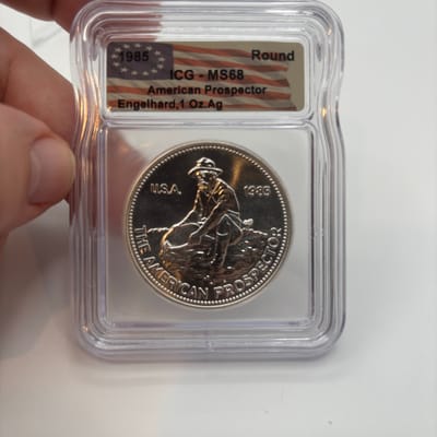 1985 Engelhard Prospector 1oz AG Vintage ICG MS68