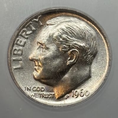 1960 Roosevelt 90% Silver Dime ICG MS66 FB - additional view
