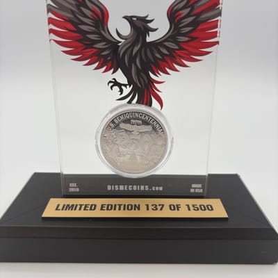 US Semiquencentennial 2oz .999Ag W/Stand and Box