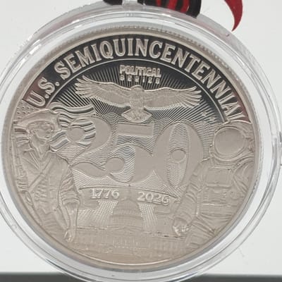 US Semiquencentennial 2oz .999Ag W/Stand and Box - additional view