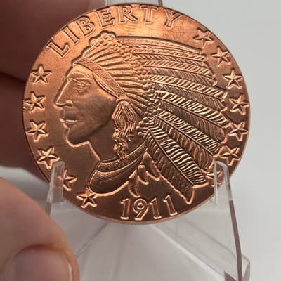 1oz .999 Copper Tribute 1911 Indian Head Incuse