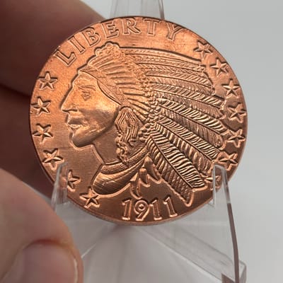 1oz .999 Copper Tribute 1911 Indian Head Incuse - additional view