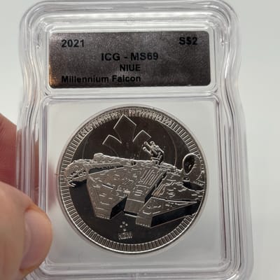 2021 S$2 1oz .999Ag Millennium Falcon ICG MS69