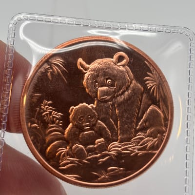 2012 1oz AVDP Copper Round Panda in Sleeve
