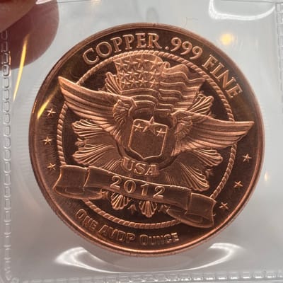 2012 1oz AVDP Copper Round Panda in Sleeve - additional view