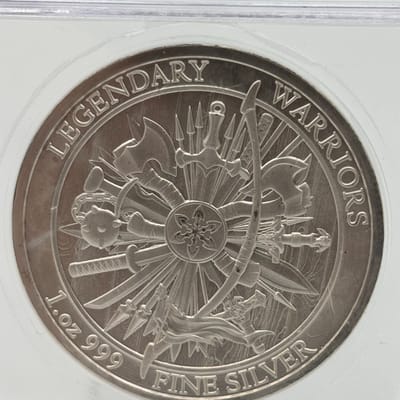 1oz .999 Ag Legendary Warriors Spartacus ICG MS70 - additional view