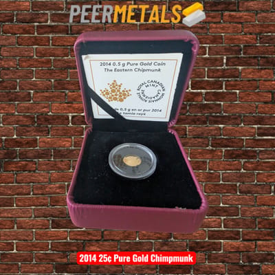 NEW Canadian 2014 25c Pure Gold Chimpmunk