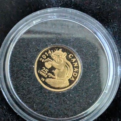 NEW Canadian 2014 25c Pure Gold Chimpmunk - additional view