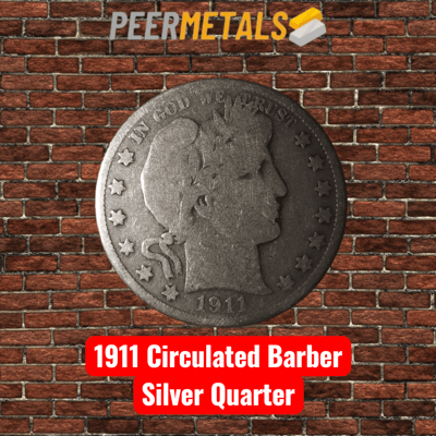 1911-D Barber Silver Quarter - Semi Key Date -
