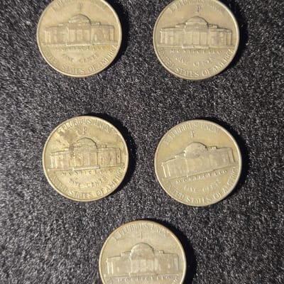 5 Silver War Nickels ASW .2815