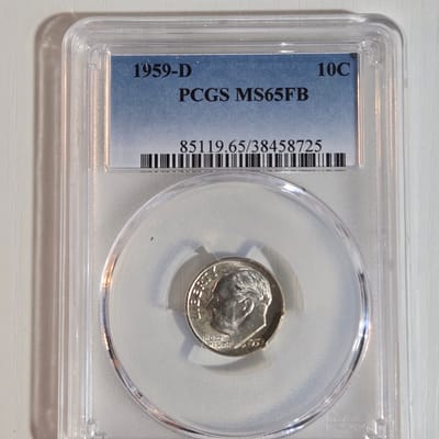 1959-D PCGS MS65FB Roosevelt Dime 90% Silver