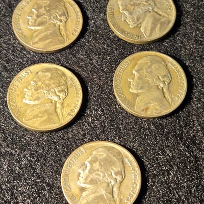 5 Silver War Nickels ASW .2815 - additional view