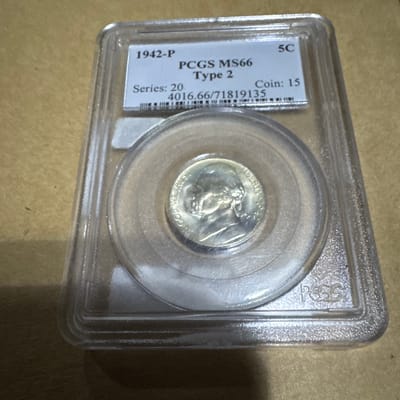 1942-p pcgs ms66 type 2 5c