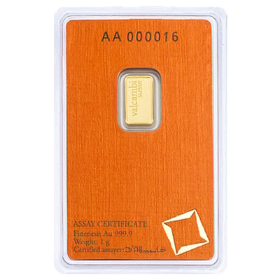 1 GRAM VALCAMBI GOLD BAR  - additional view