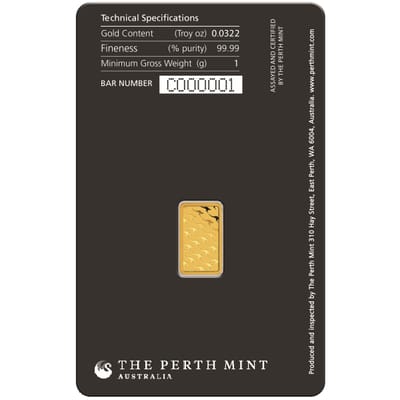 1 GRAM GOLD BAR PERTH MINT - additional view