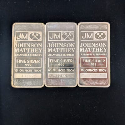 Johnson Matthey 10oz Silver Bar 