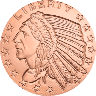 1 OZ COPPER ROUND INCUSE INDIAN