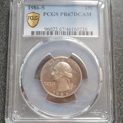 1986-S Washington Quarter, PCGS PR67DCAM