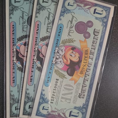 DISNEY DOLLAR SET - 1988/89/93