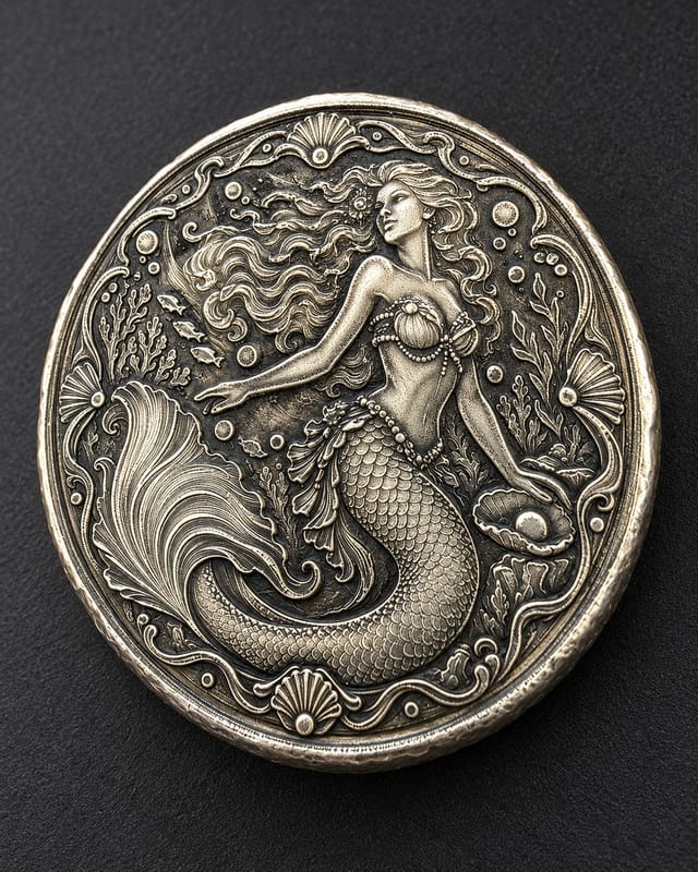 FTB Mermaid 2 Troy Oz Min .999 Silver 2.5D Ultra High Relief Limited 25 - Image 1