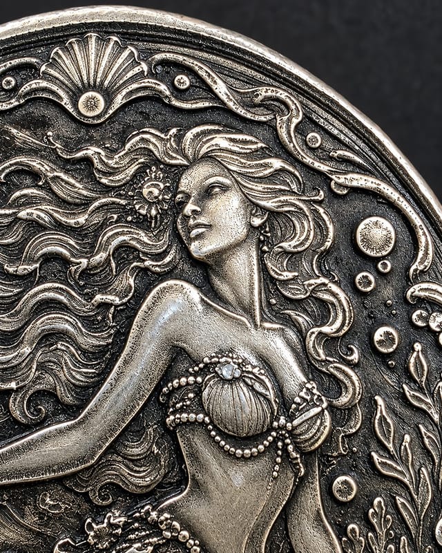 FTB Mermaid 2 Troy Oz Min .999 Silver 2.5D Ultra High Relief Limited 25 - Image 3