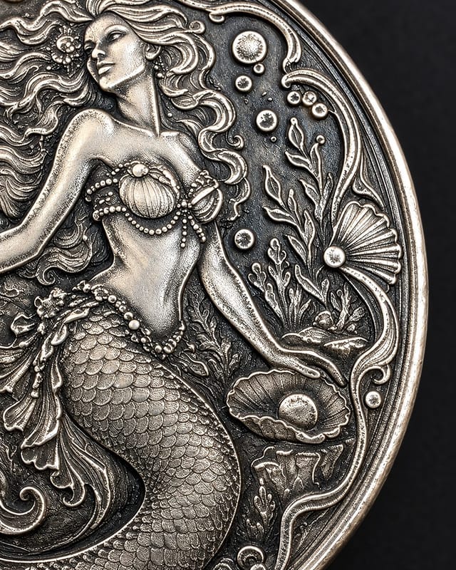FTB Mermaid 2 Troy Oz Min .999 Silver 2.5D Ultra High Relief Limited 25 - Image 4