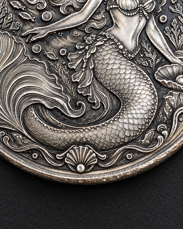FTB Mermaid 2 Troy Oz Min .999 Silver 2.5D Ultra High Relief Limited 25 - Image 5