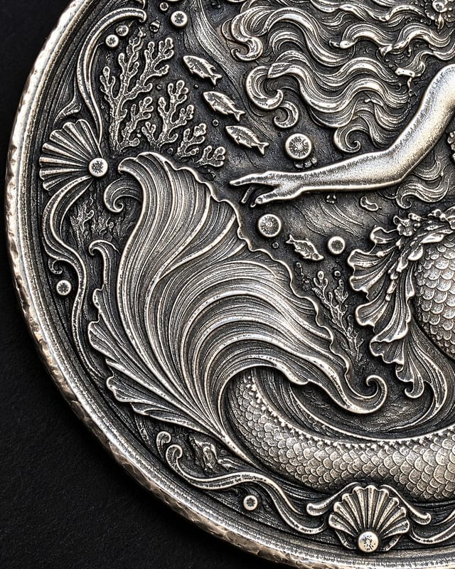 FTB Mermaid 2 Troy Oz Min .999 Silver 2.5D Ultra High Relief Limited 25 - Image 6