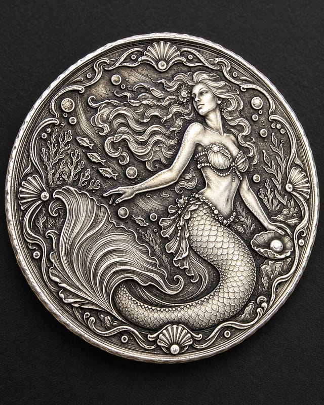 FTB Mermaid 2 Troy Oz Min .999 Silver 2.5D Ultra High Relief Limited 25 - Image 9