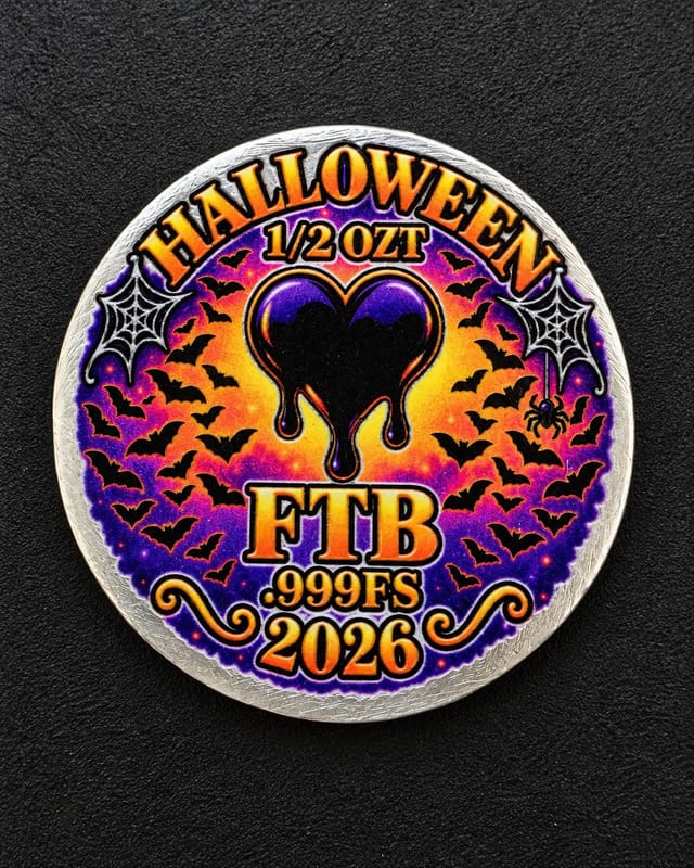 FTB Halloween 2026 Brown Eyeball 1/2 Ozt .999 Fine Silver Art Round - Image 2