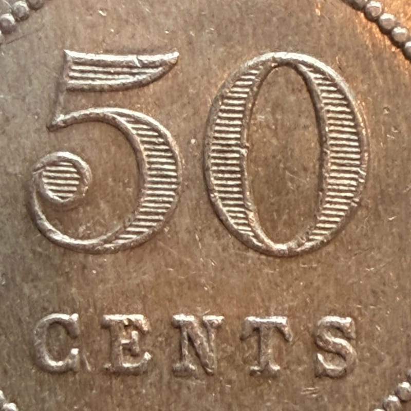 1921 Straits Settlements King George V 50 Cents Silver Coins .500 Fine [00752] - Image 9