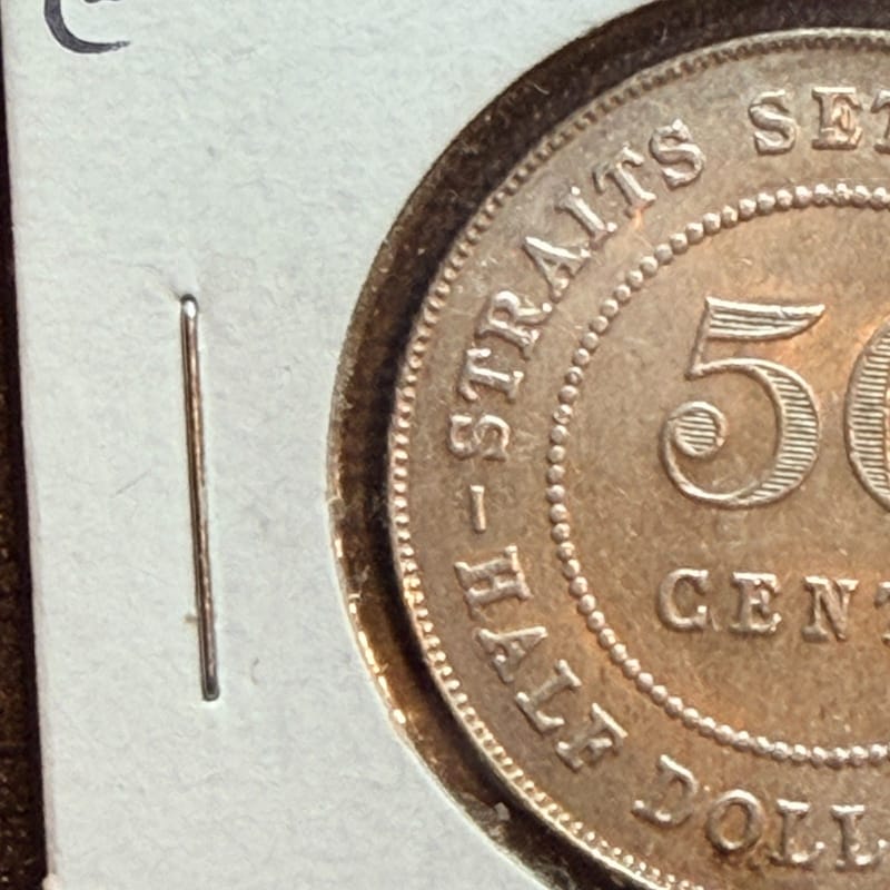 1921 Straits Settlements King George V 50 Cents Silver Coins .500 Fine [00752] - Image 10
