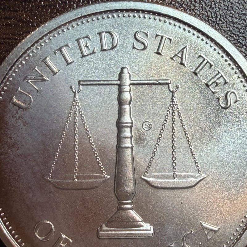 Vintage Johnson Mathey 1 oz .999 Silver Round USA Justice Scales Balance Beam - Image 6