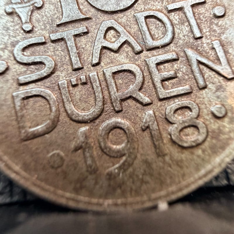 Germany 1918 City of Duren (Stadt) 10 Pfennig Iron Coin, Rare High Grade XF-AU - Image 4