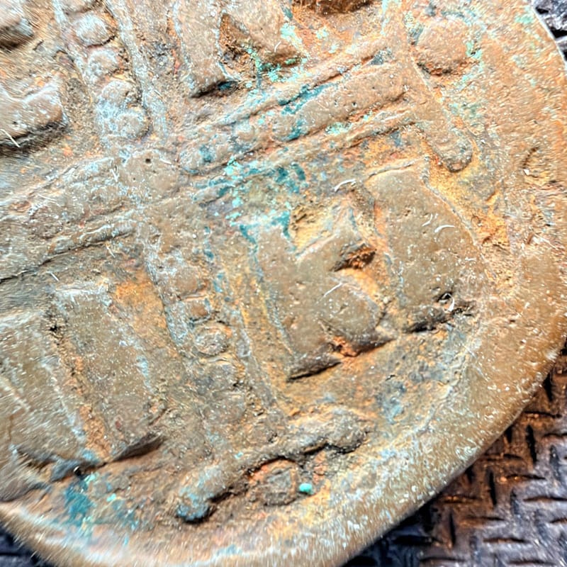 Byzantine Follis Jesus Christ IC XC NI KA Bronze Ancient Coin Cross 00898 - Image 3