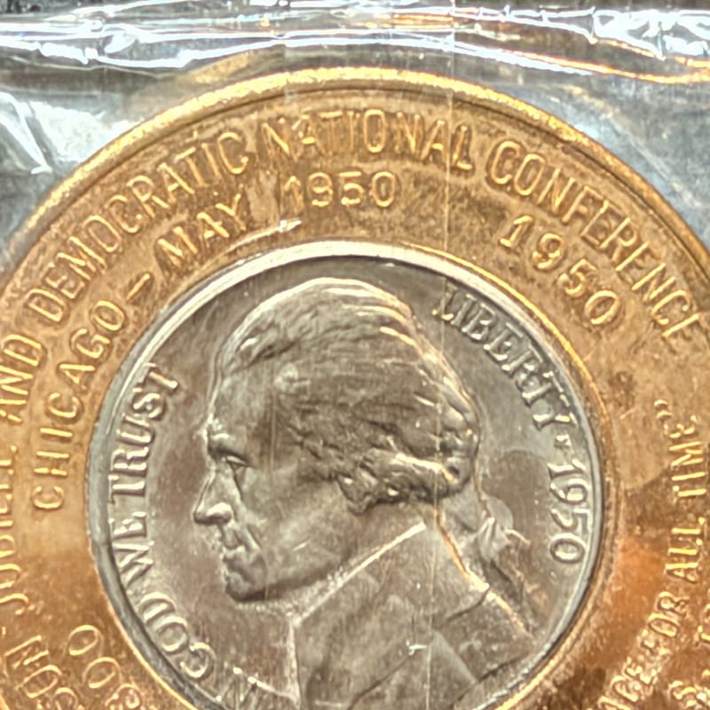 1950 Encased Nickel Jefferson Democratic National Convention Chicago, IL 00901 - Image 2