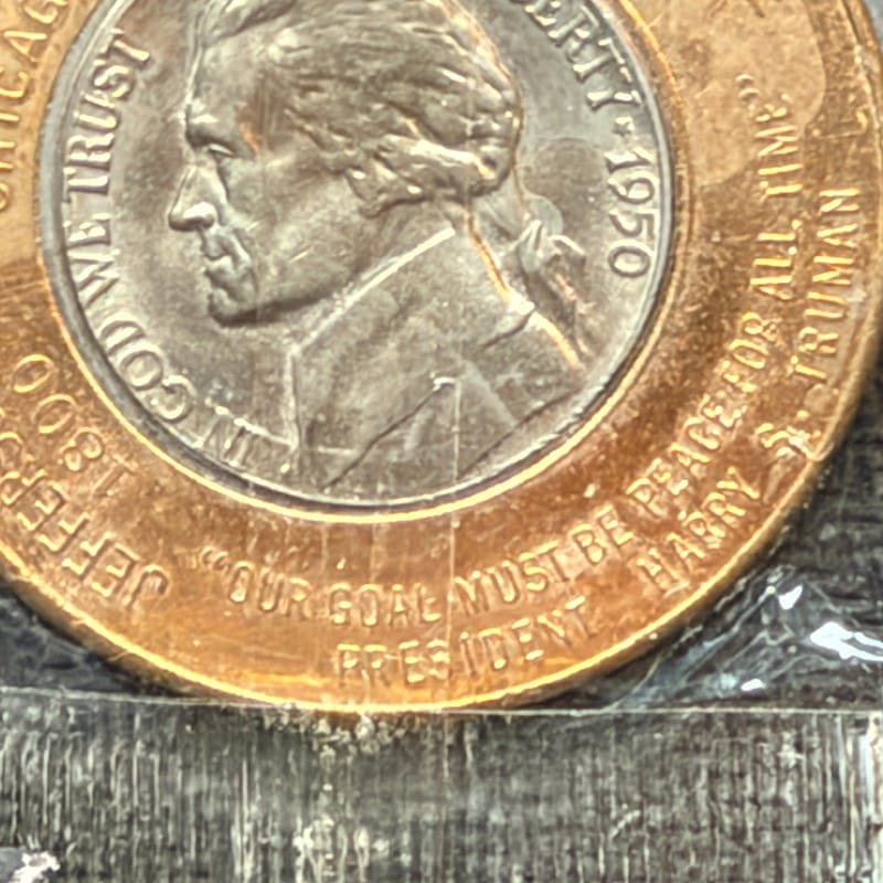 1950 Encased Nickel Jefferson Democratic National Convention Chicago, IL 00901 - Image 3