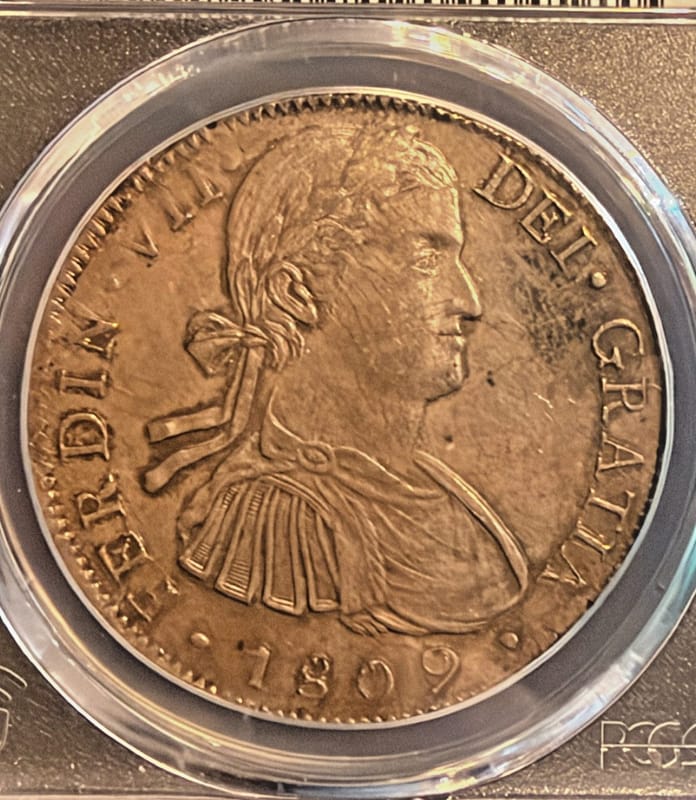 1809 MO TH MEXICO 8 REALES SILVER COIN PCGS AU58 SPAINISH COLONIAL SPAIN 00902 - Image 1