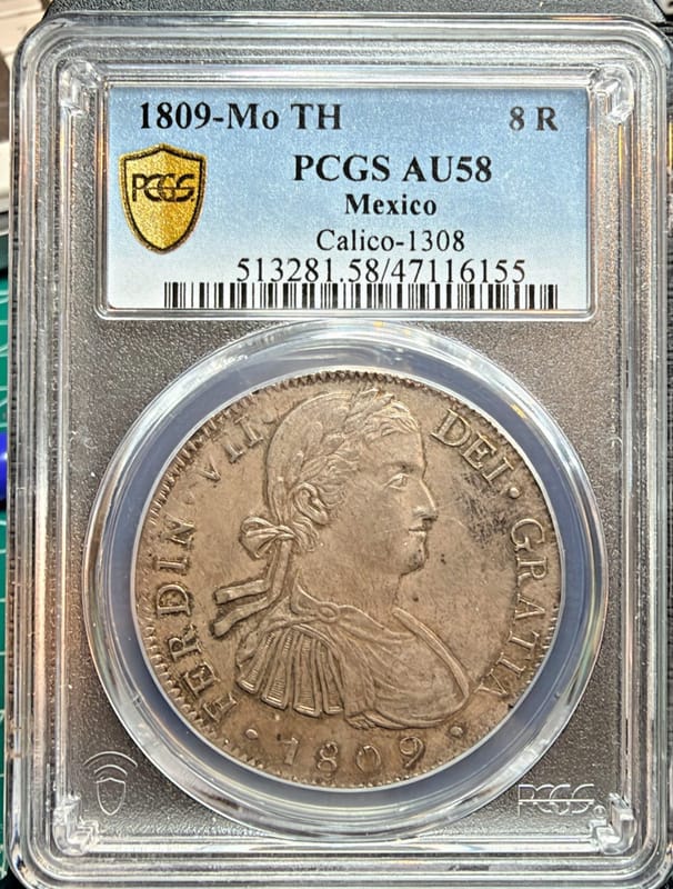 1809 MO TH MEXICO 8 REALES SILVER COIN PCGS AU58 SPAINISH COLONIAL SPAIN 00902 - Image 2