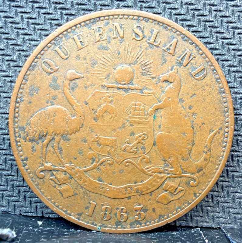 1863 AUSTRALIA W & B BROOKES IRONMONGERS COPPER PENNY TOKEN Queensland 00904 - Image 1