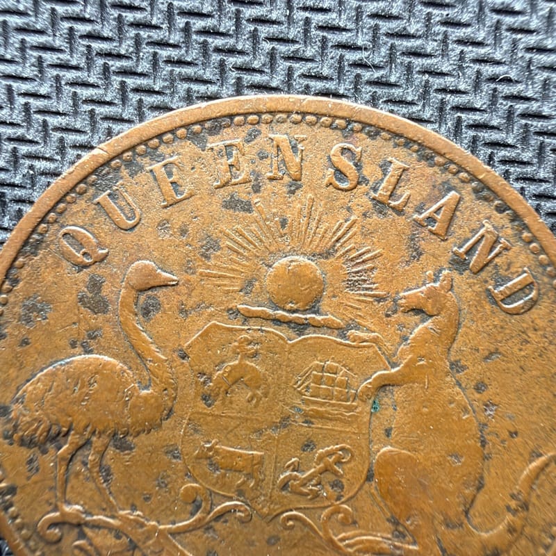 1863 AUSTRALIA W & B BROOKES IRONMONGERS COPPER PENNY TOKEN Queensland 00904 - Image 3