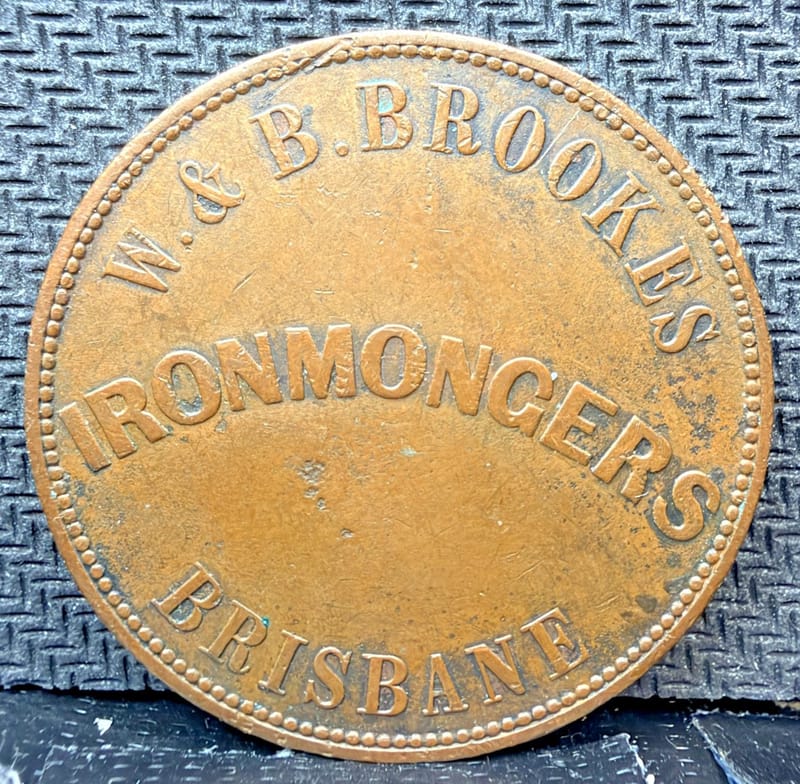 1863 AUSTRALIA W & B BROOKES IRONMONGERS COPPER PENNY TOKEN Queensland 00904 - Image 8