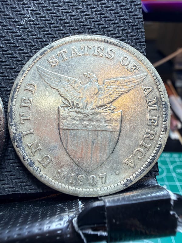 1907 & 1909-S U.S. Philippines $1 One Peso San Francisco Mint Silver 00910 - Image 2