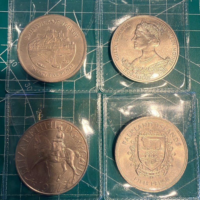 LOT 0F 4 CROWN SIZE BRITISH COMMONWEALTH 25,50 PENCE, JERSEY, GUERNSEY 00911BB2 - Image 11